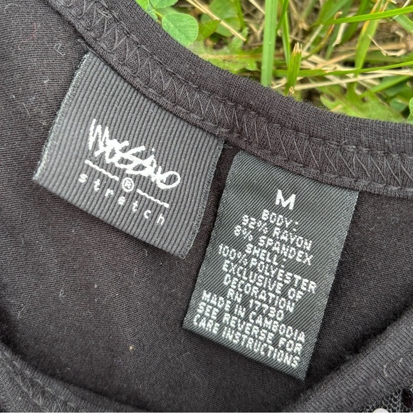 Mossimo Stretch Black Sequin Mesh Front Wide Strap Tank Top Womens Medium - Picture 3 of 4